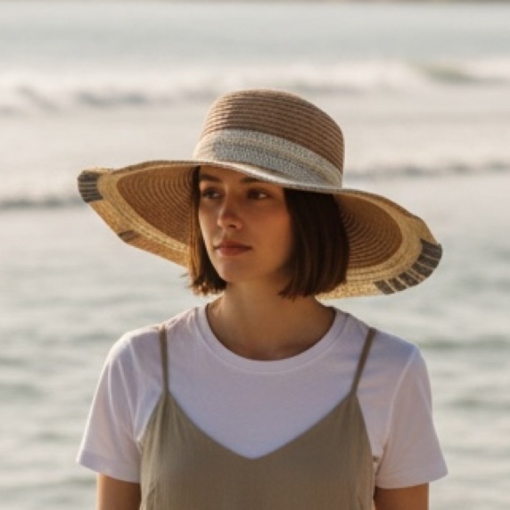 World Market Wide Brim Straw Hat - Picture 1 of 2